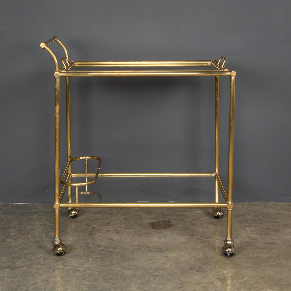 Unknown 20th Century Polished Brass & Glass Drinks Trolley, c.1970