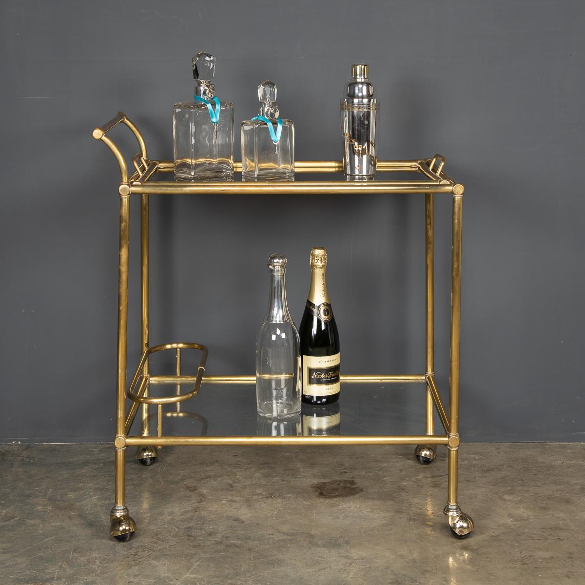 20th Century Polished Brass & Glass Drinks Trolley, c.1970 3