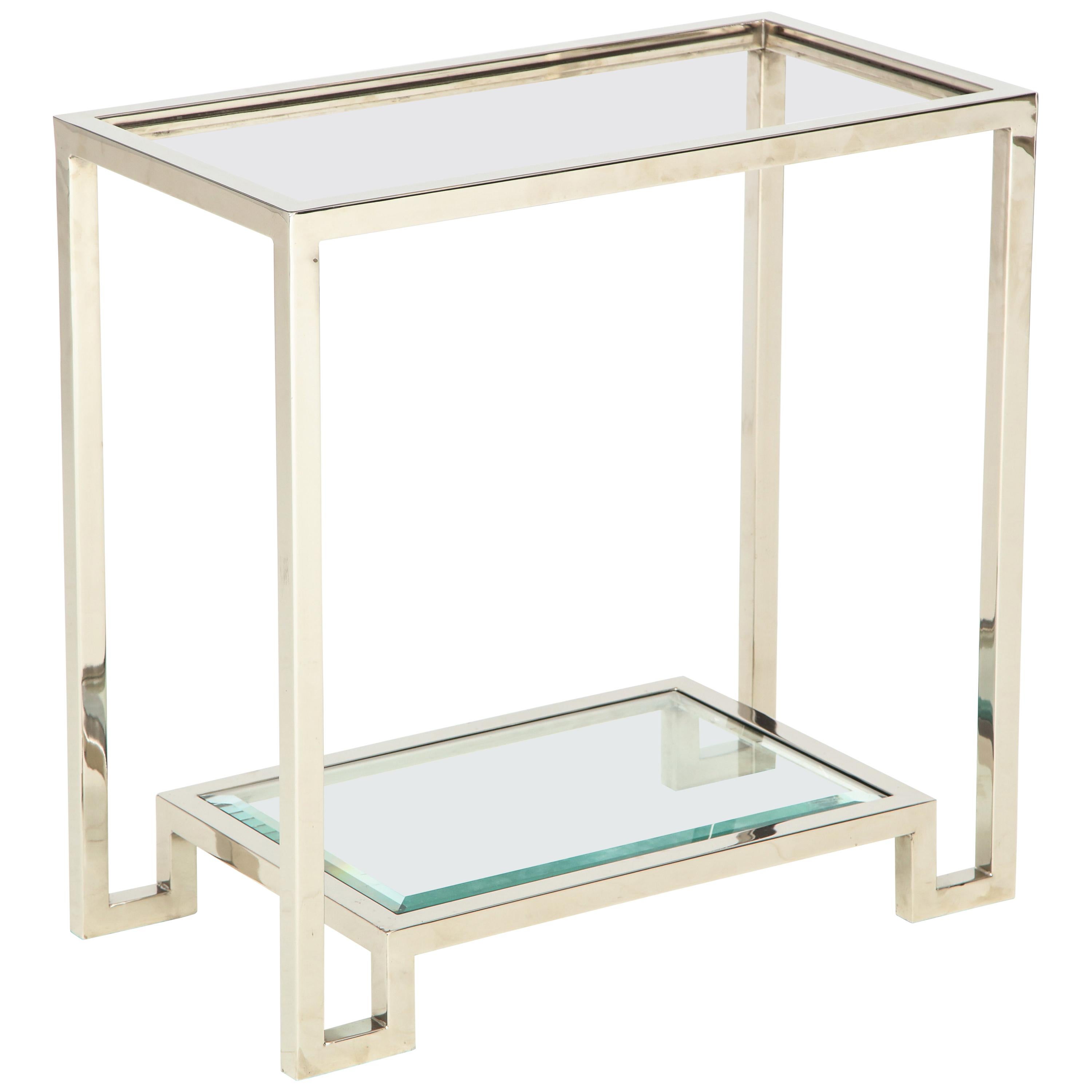 20th Century Polished Chrome and Glass Two-Tier Table For Sale