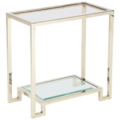 20th Century Polished Chrome and Glass Two-Tier Table