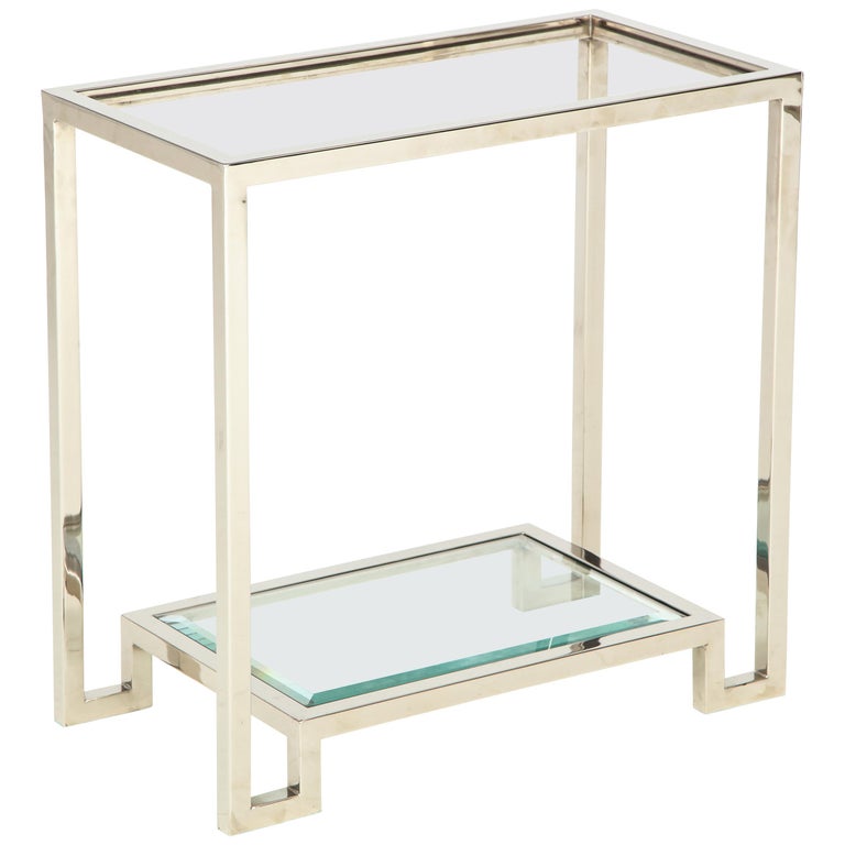20th Century Polished Chrome and Glass TwoTier Table For Sale at 1stDibs