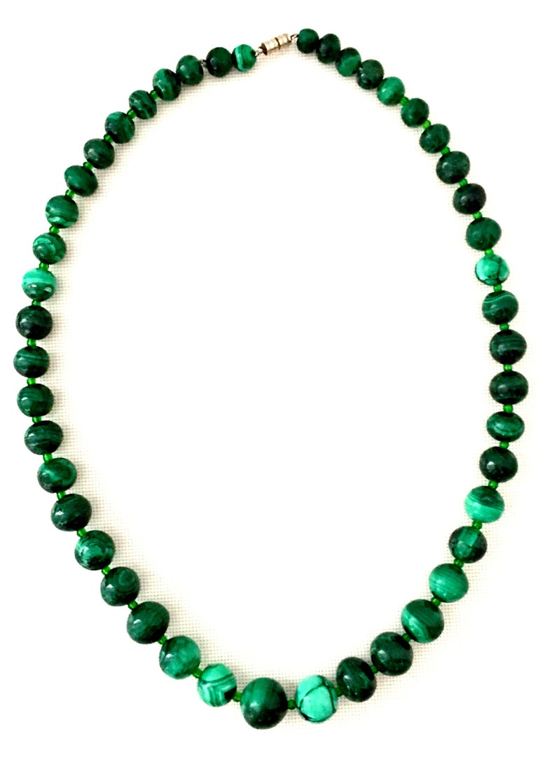 20th Century Polished Malachite Graduated Bead Necklace at 1stDibs