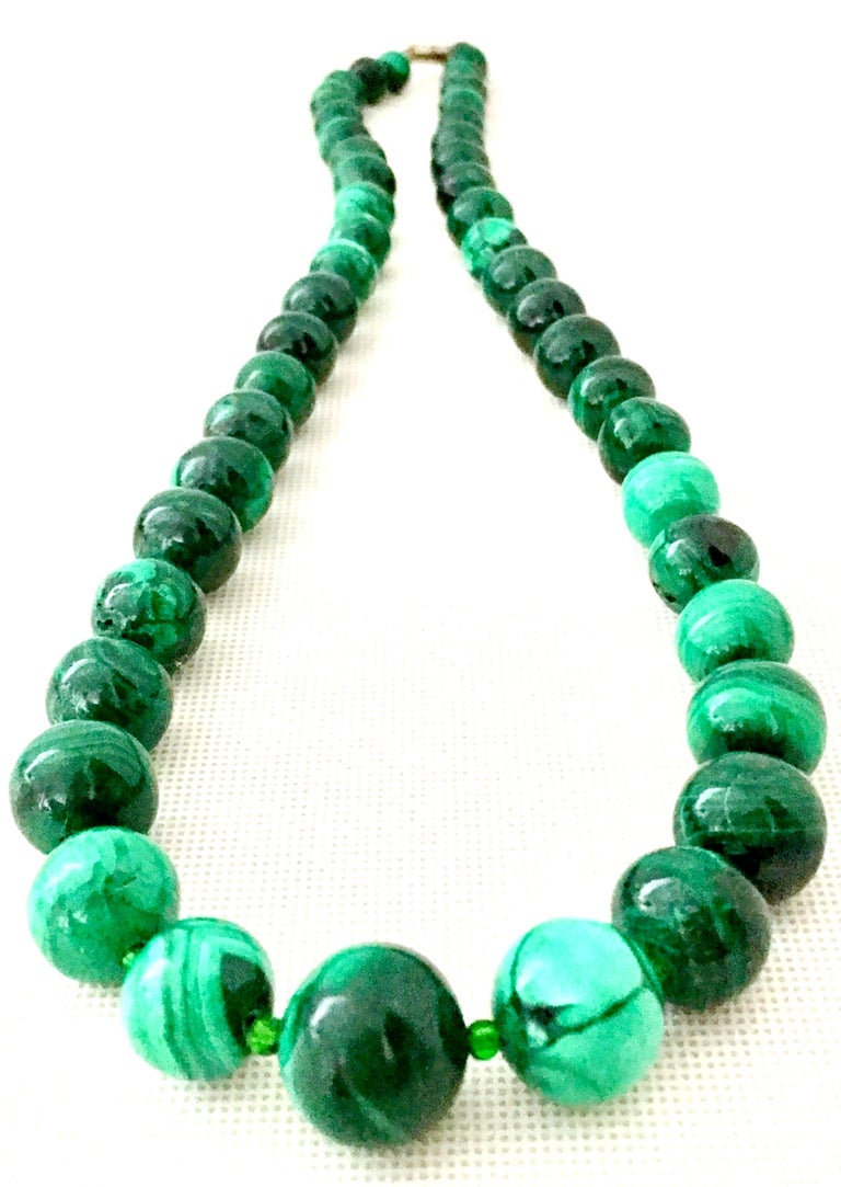 20th Century Polished Malachite Graduated Bead Necklace at 1stDibs