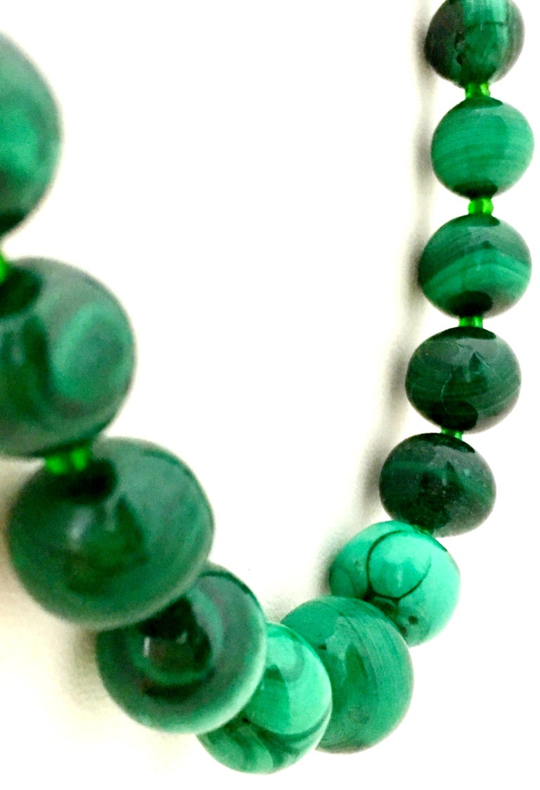 20th Century Polished Malachite Round Bead Necklace at 1stDibs
