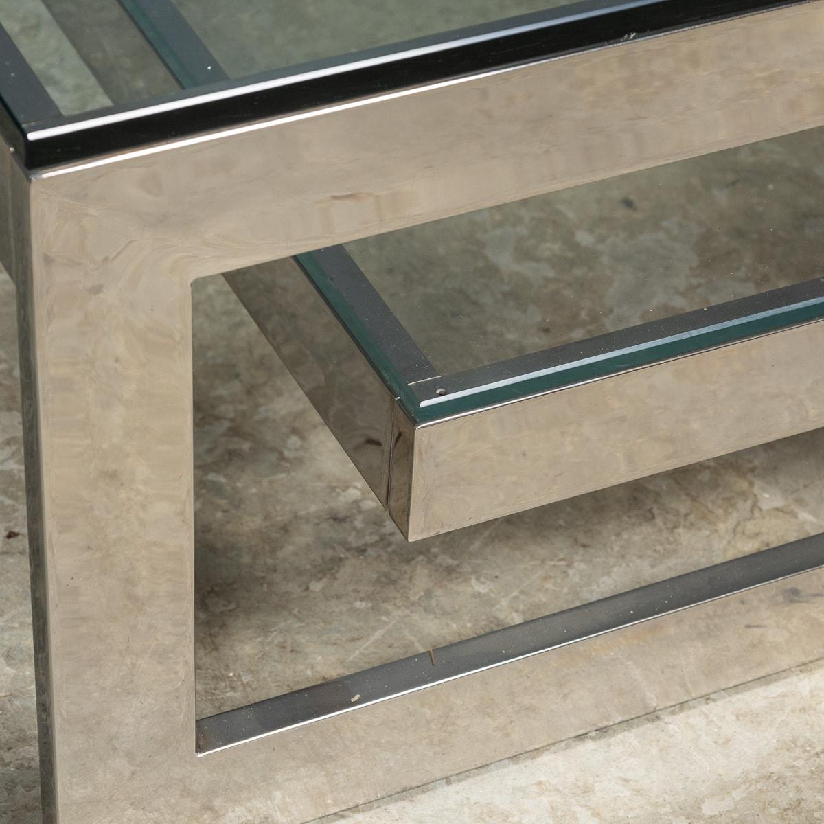 20th Century Polished Metal & Glass Coffee Table By Belgo Chrome, Belgium c.1970 For Sale 6
