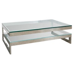 Vintage 20th Century Polished Metal & Glass Coffee Table By Belgo Chrome, Belgium c.1970