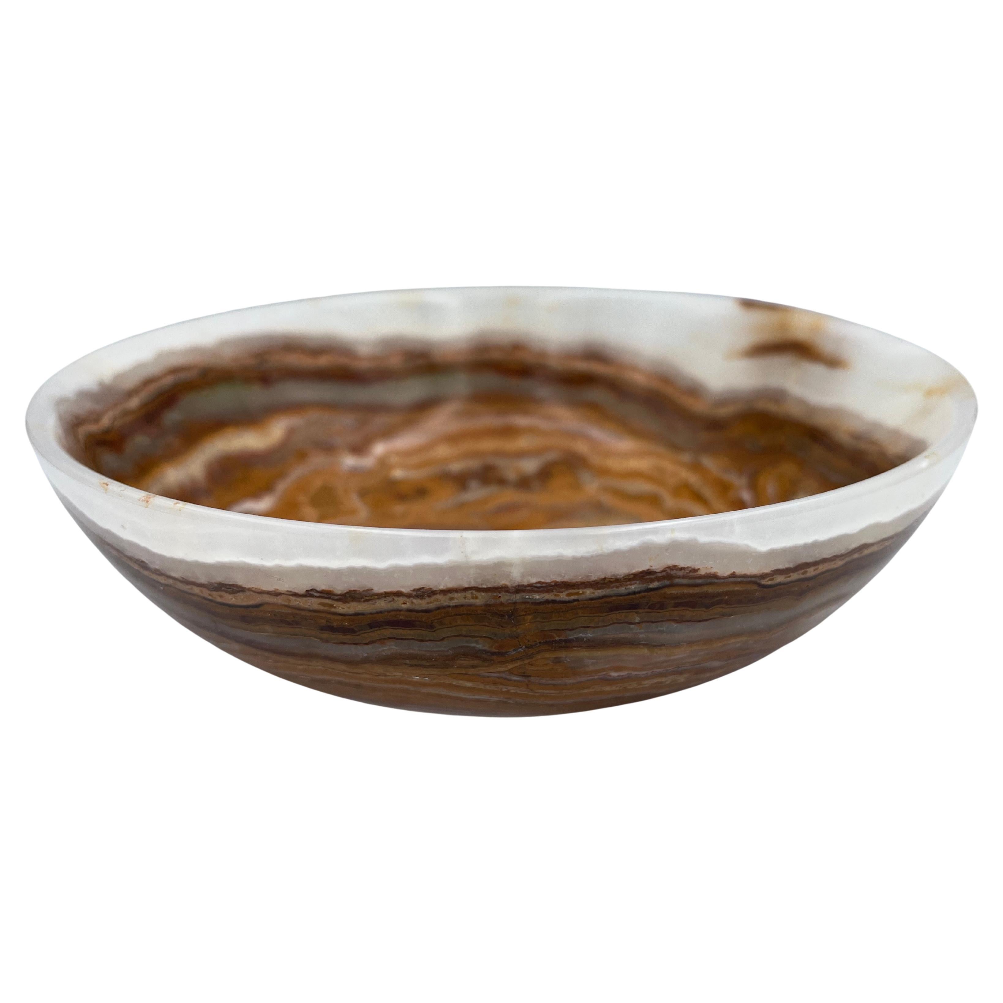 20th Century Polished Onyx Bowl Vide Poche with Natural Heart Inclusion