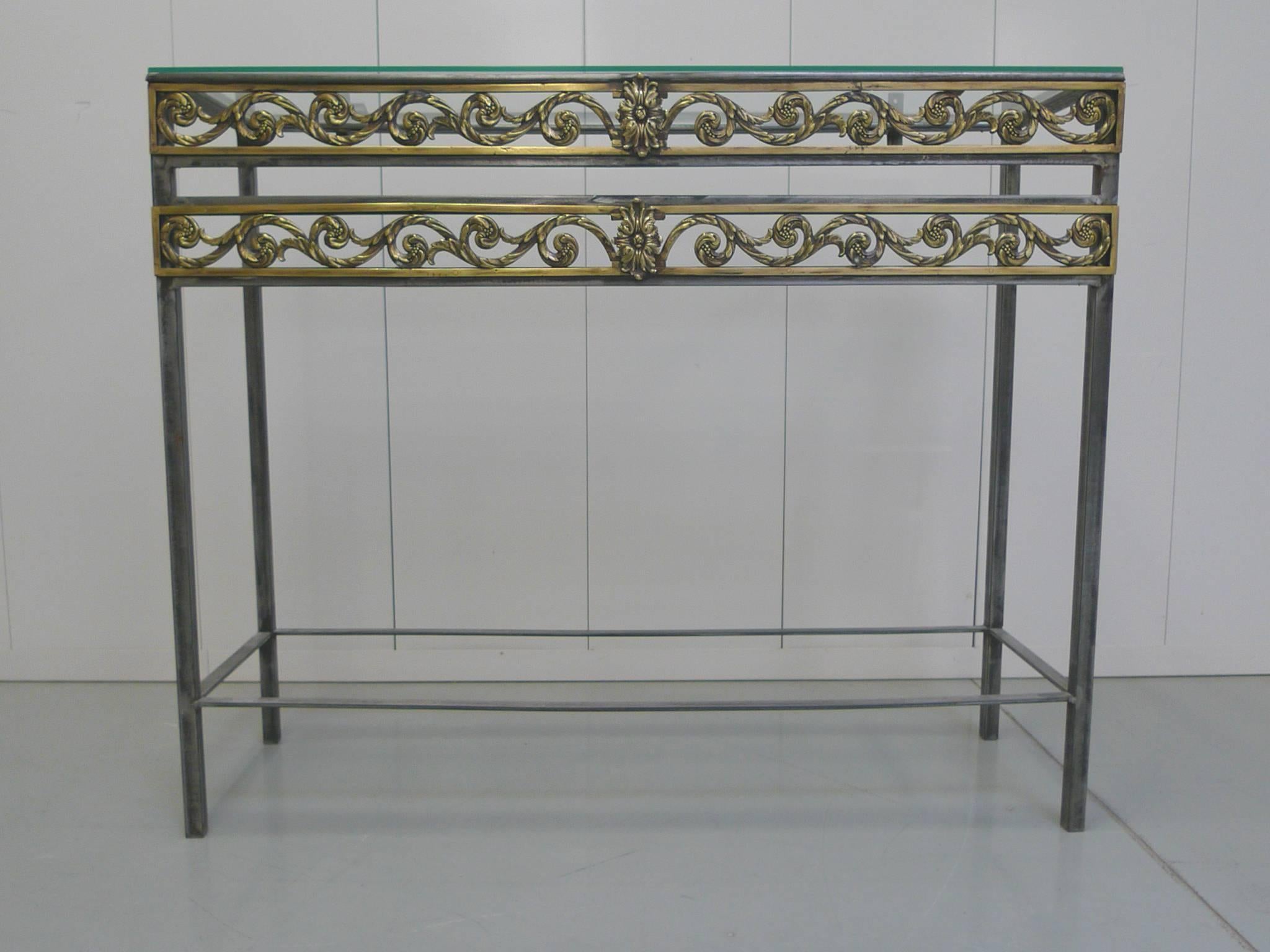 20th Century Polished Steel Console Table in the Style of Oscar Bach In Good Condition In New York, NY