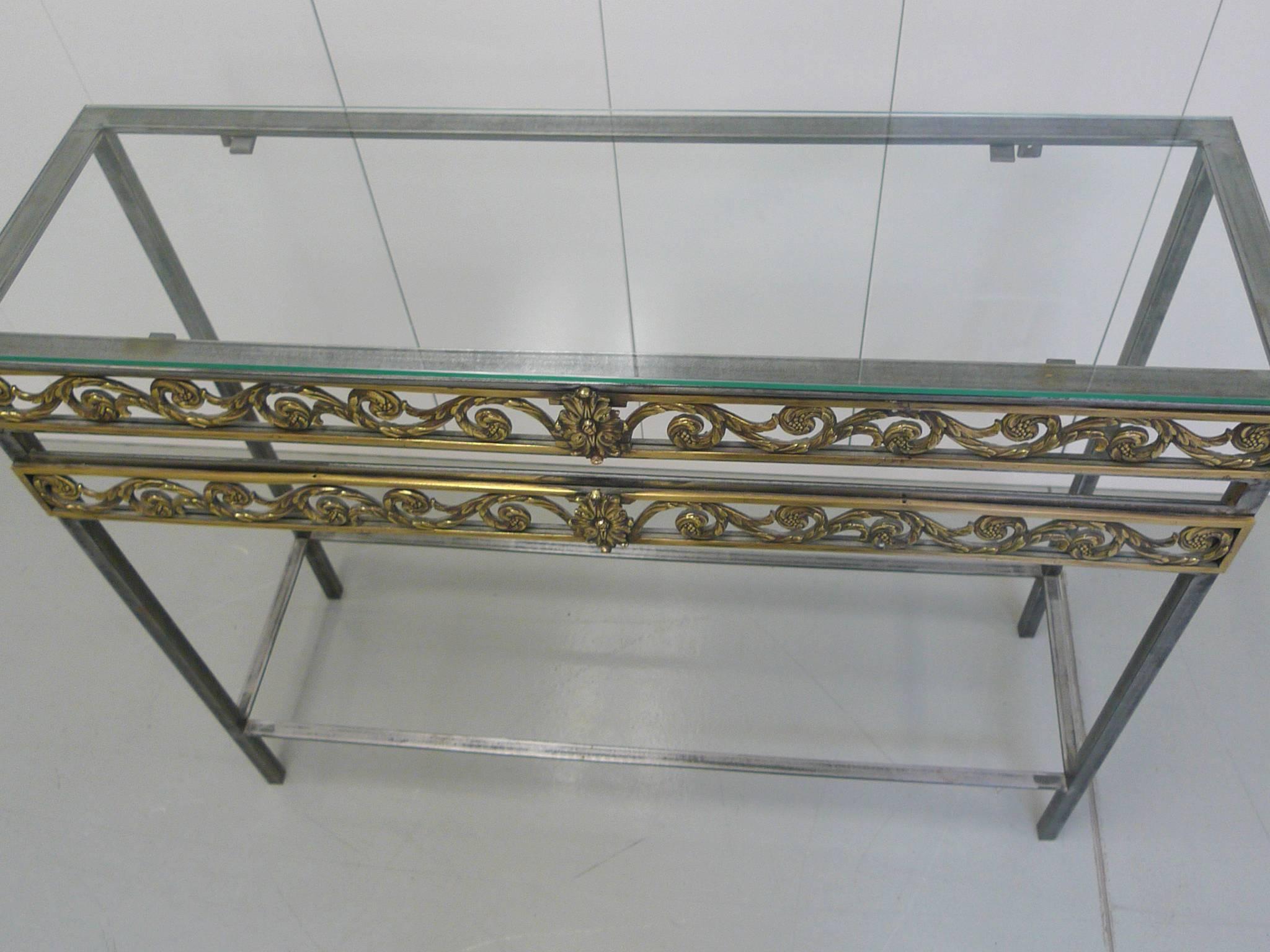 20th Century Polished Steel Console Table in the Style of Oscar Bach 1