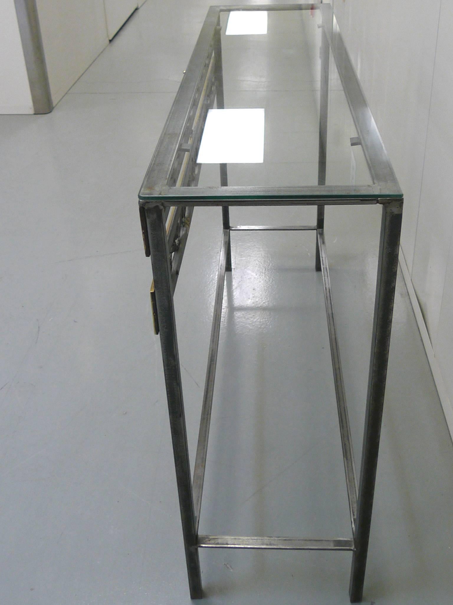 20th Century Polished Steel Console Table in the Style of Oscar Bach 4