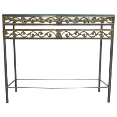 20th Century Polished Steel Console Table in the Style of Oscar Bach
