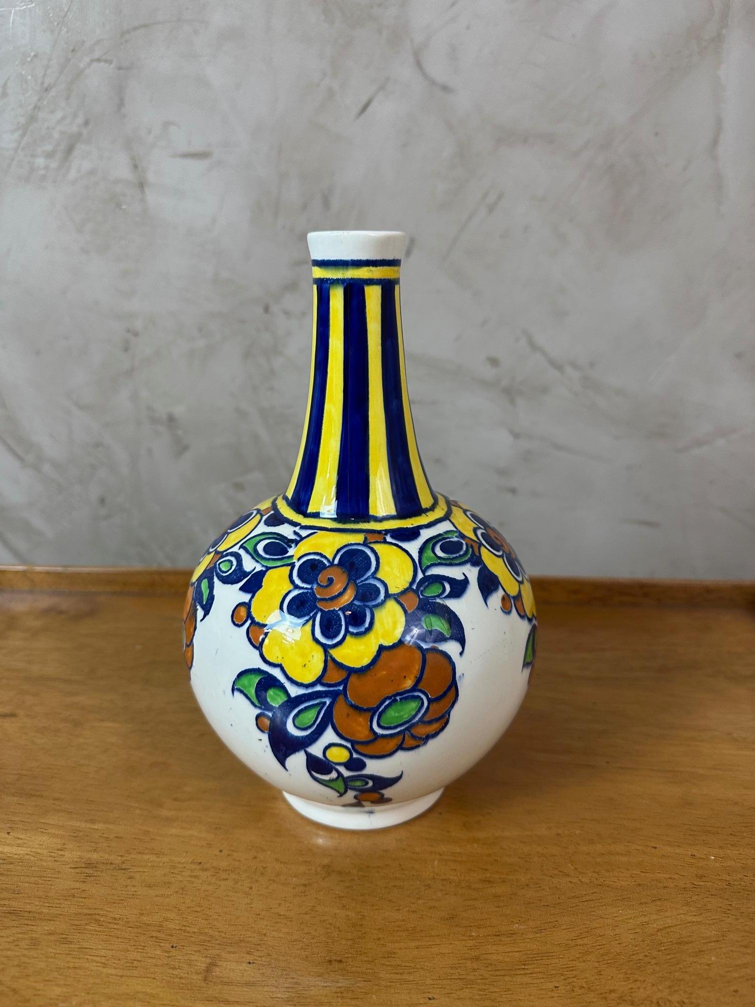 Art Déco Vaso in ceramica policroma del XX secolo di Charles Catteau, anni 1926 in vendita