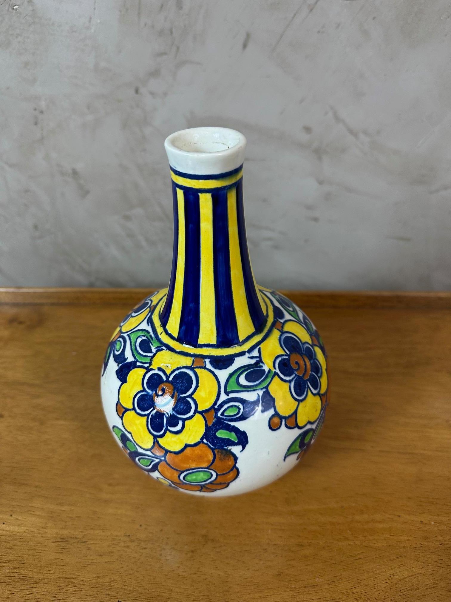 Inizio XX secolo Vaso in ceramica policroma del XX secolo di Charles Catteau, anni 1926 in vendita