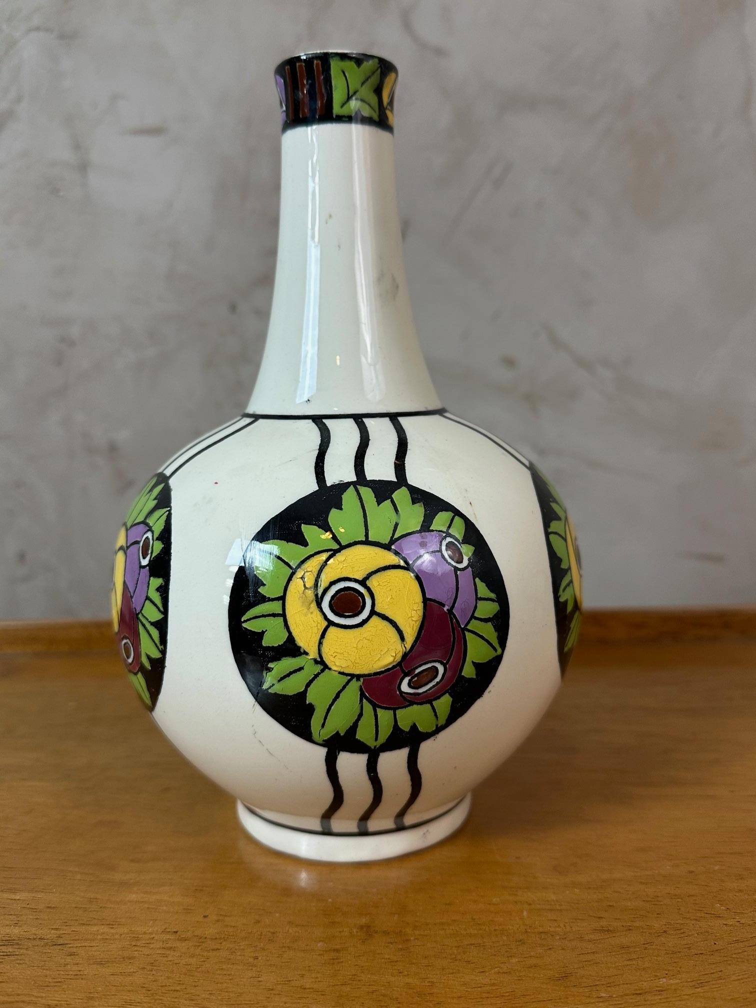 Jarrón de cerámica policromada del siglo XX de Charles Catteau para Boch Frere, década de 1926 Belga en venta