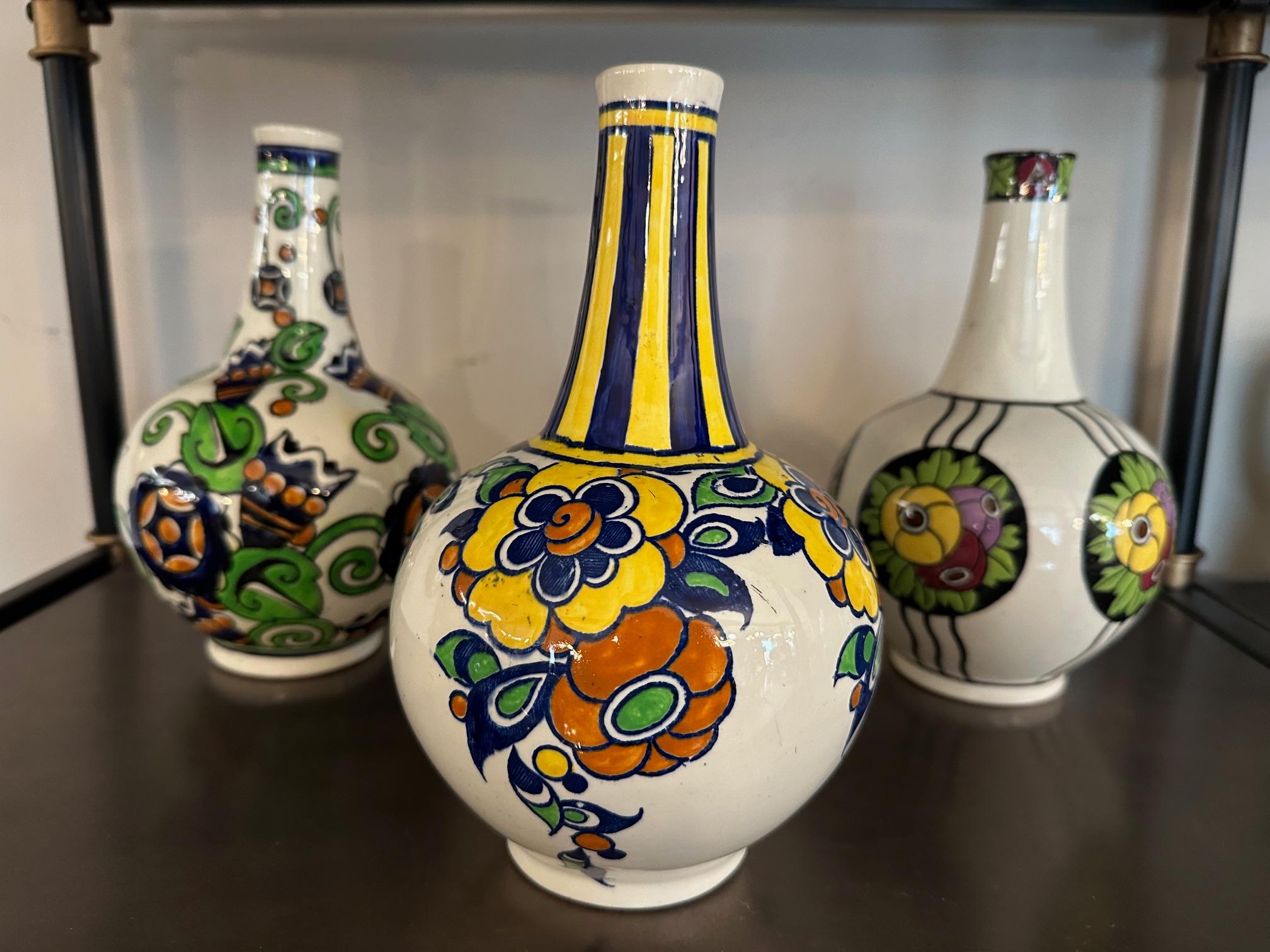 Jarrón de cerámica policromada del siglo XX de Charles Catteau para Boch Frere, década de 1926 Cerámico en venta