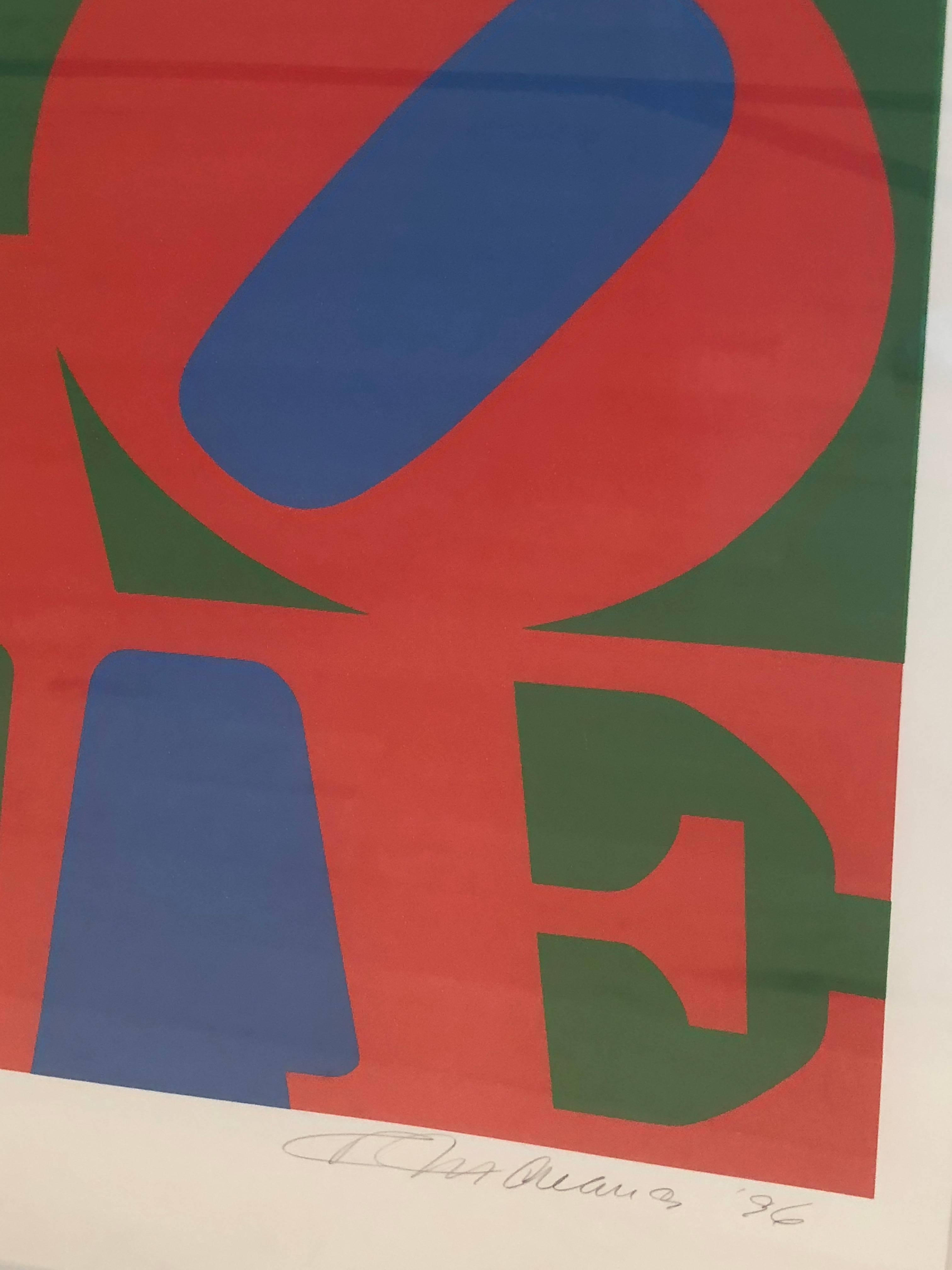 20th Century Pop Art Signed and Numbered Robert Indiana, LOVE, 1996 1