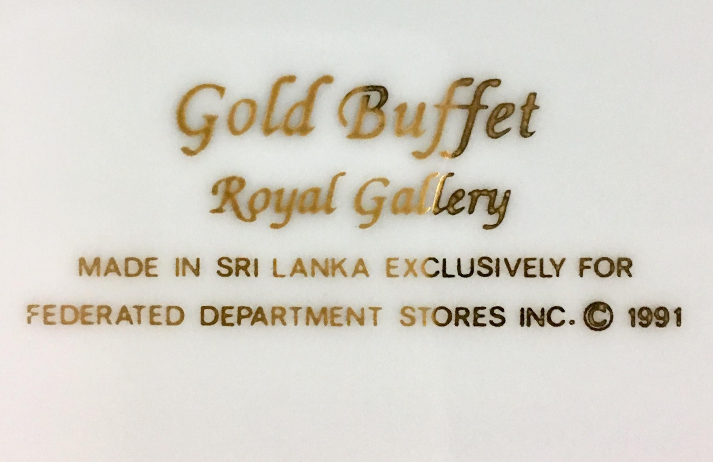 20th Century Porcelain & 22-Karat Gold Dinnerware S/13 By, Royal Gallery 5