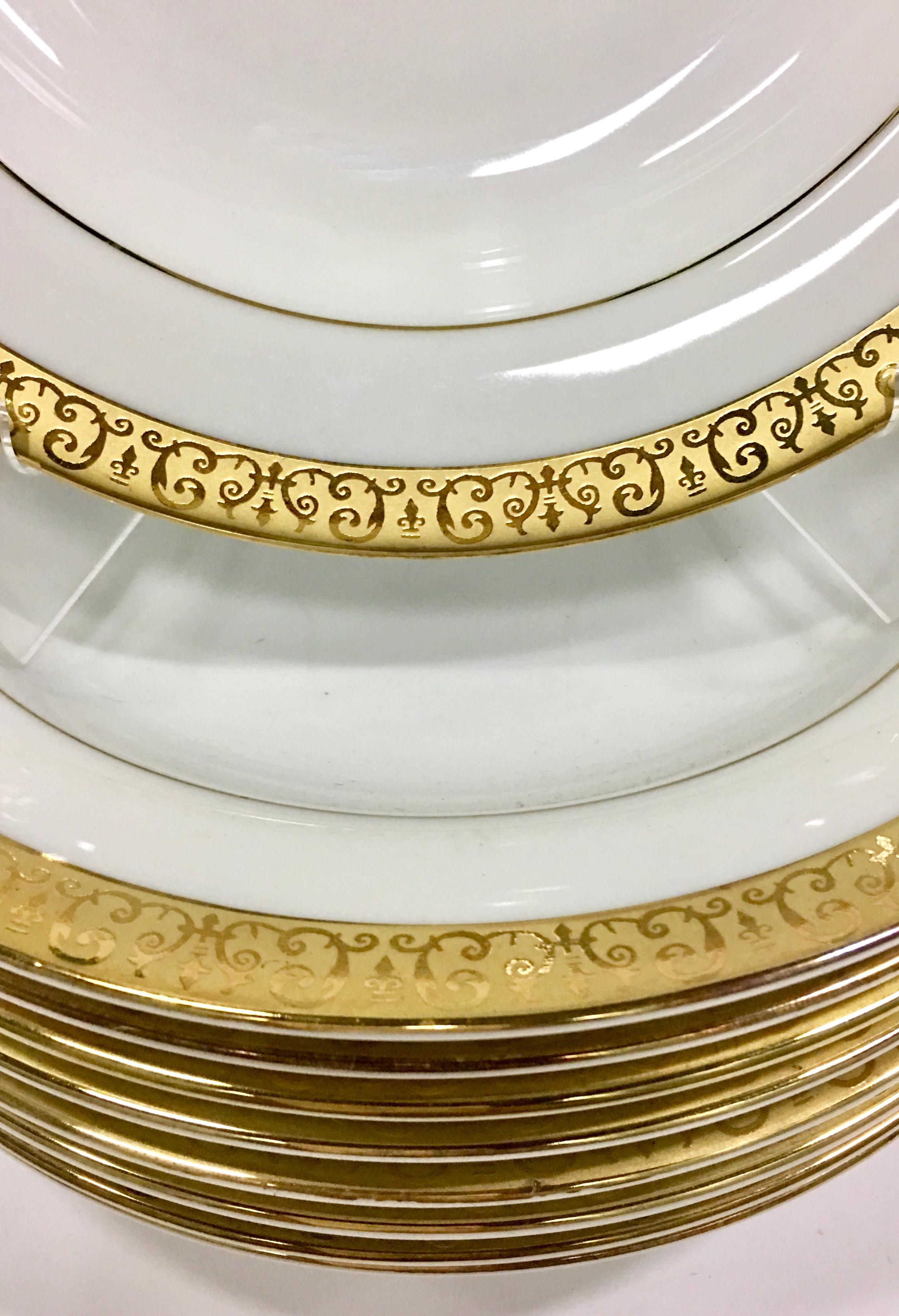 20th Century Porcelain & 22-Karat Gold Dinnerware S/13 By, Royal Gallery 1