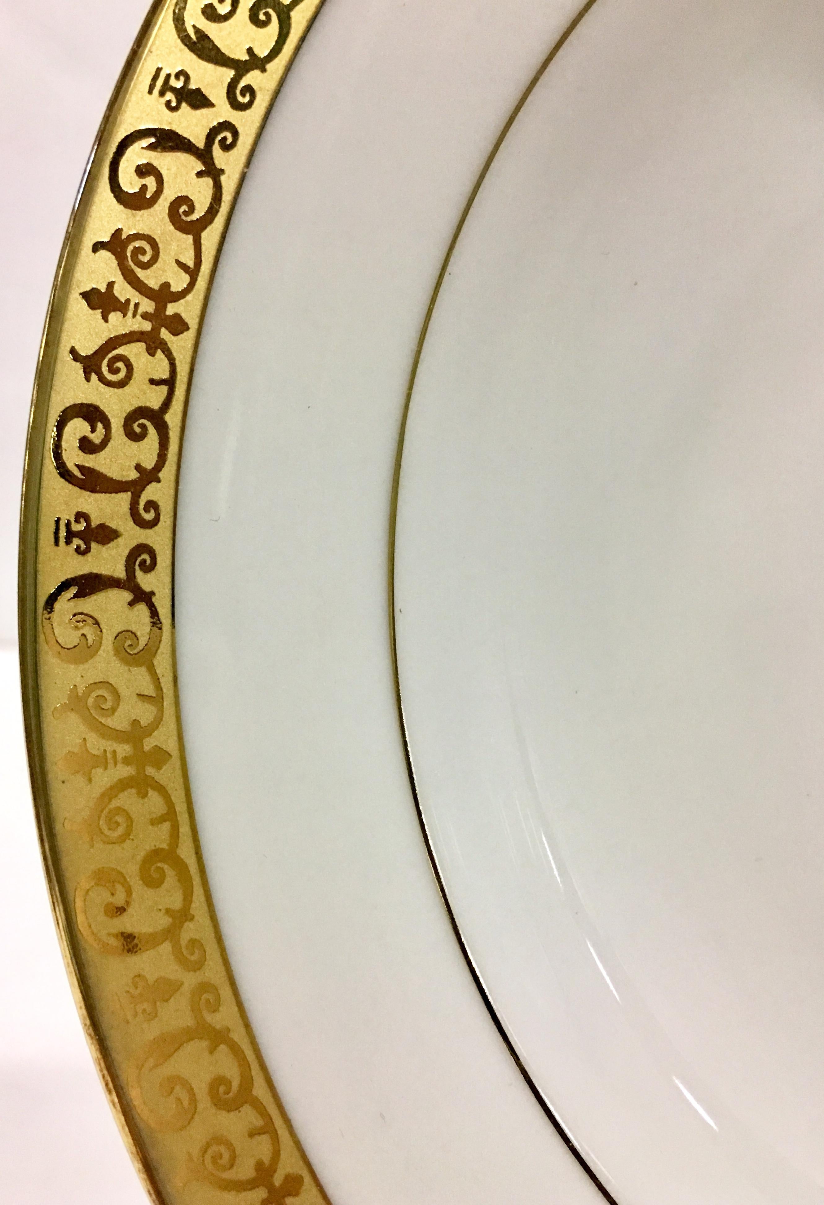 20th Century Porcelain & 22-Karat Gold Dinnerware S/13 By, Royal Gallery 2