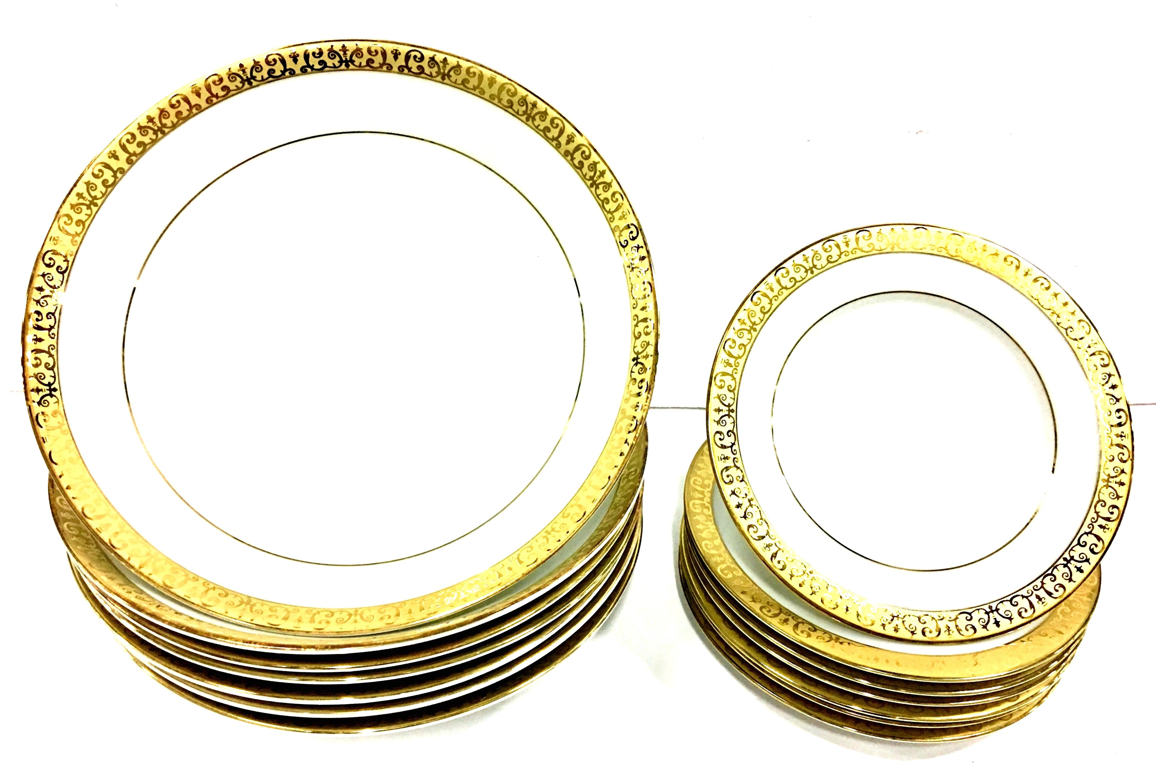 20th century porcelain and 22 karat gold dinnerware 
