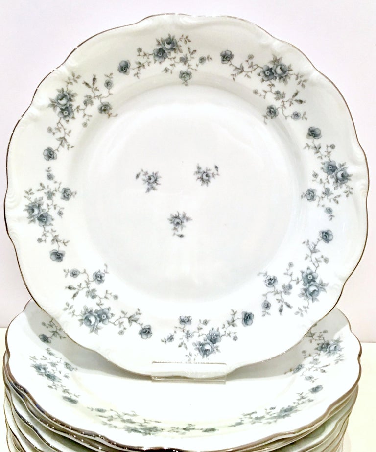 20th Century Porcelain and Platinum German Dinnerware S/25 By, Haviland