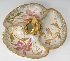 Cuenco de porcelana del siglo XX y soporte para aperitivo, estilo Napoleón III.