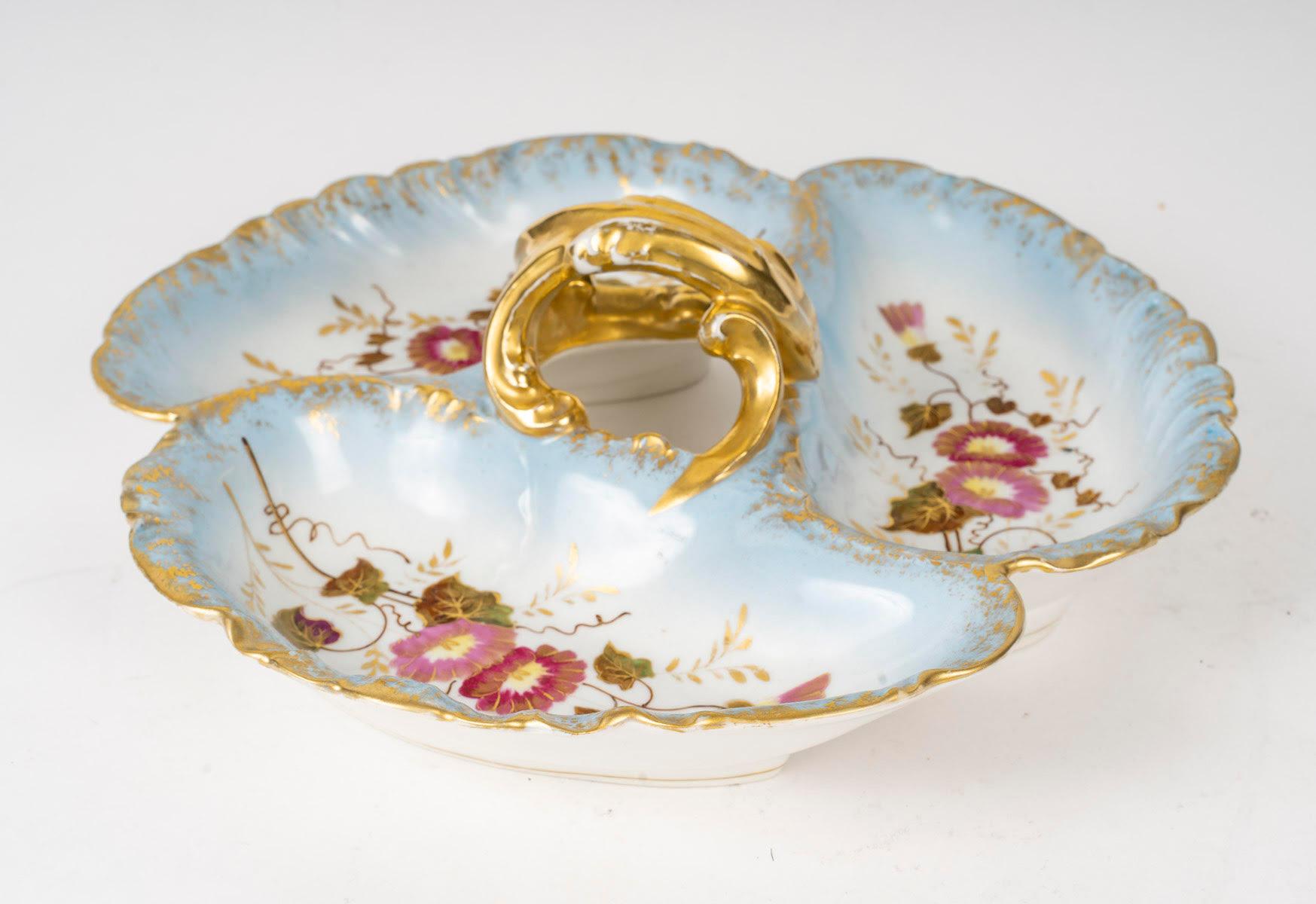 20th Century Porcelain Bowl and Aperitif Stand, Napoleon III Style. In Good Condition For Sale In Saint-Ouen, FR