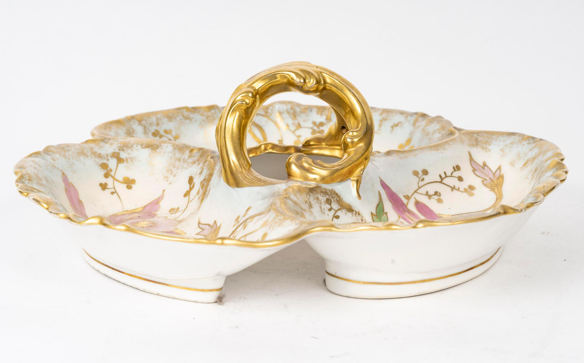 20th Century Porcelain Bowl and Aperitif Stand, Napoleon III Style. For Sale 1