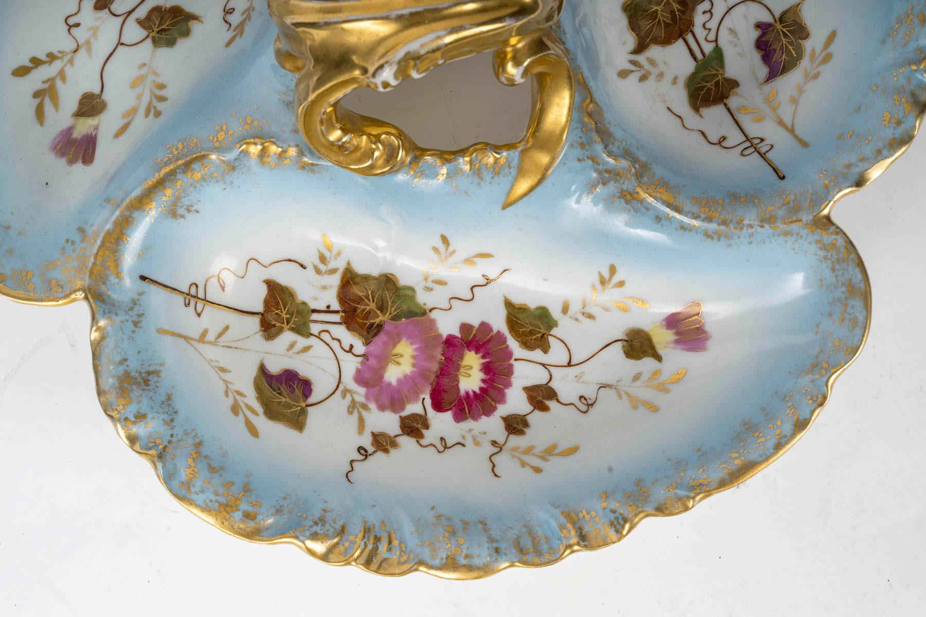 20th Century Porcelain Bowl and Aperitif Stand, Napoleon III Style. For Sale 2