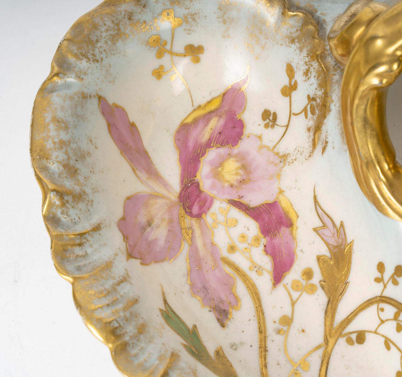 20th Century Porcelain Bowl and Aperitif Stand, Napoleon III Style. For Sale 2