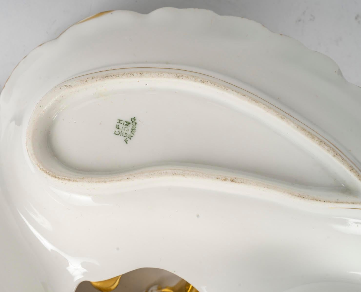 20th Century Porcelain Bowl and Aperitif Stand, Napoleon III Style. For Sale 4