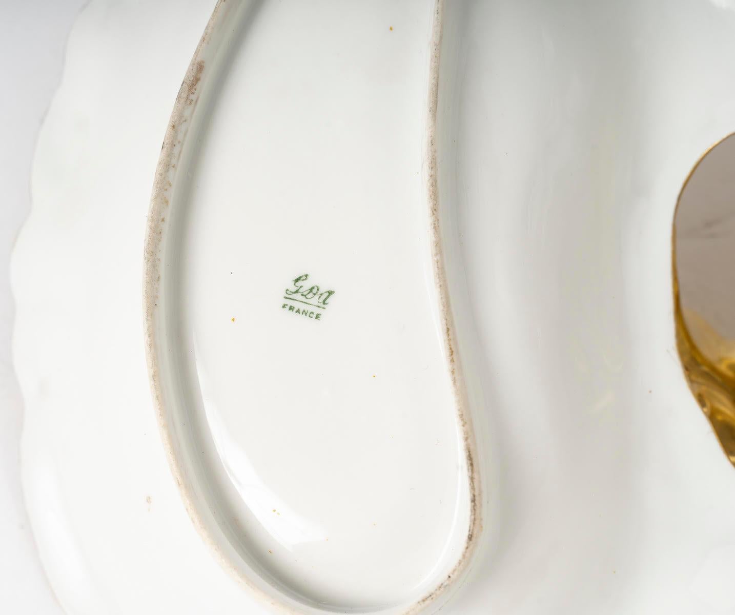 20th Century Porcelain Bowl and Aperitif Stand, Napoleon III Style. For Sale 5