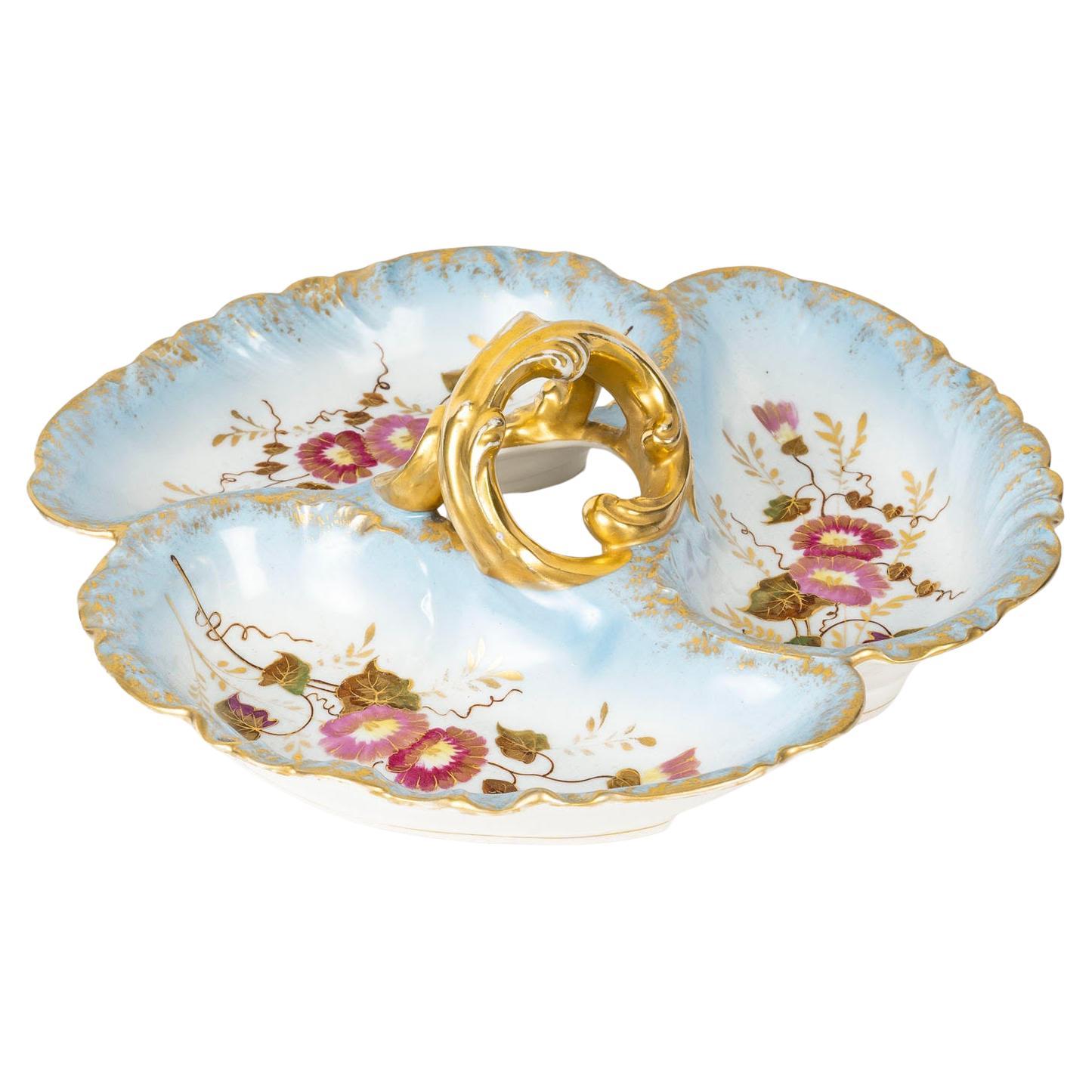 20th Century Porcelain Bowl and Aperitif Stand, Napoleon III Style.