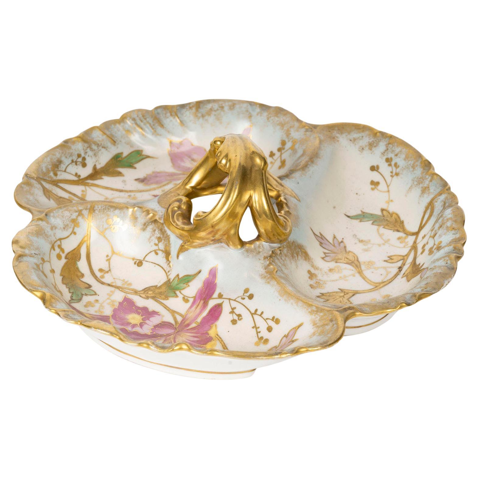 20th Century Porcelain Bowl and Aperitif Stand, Napoleon III Style. For Sale