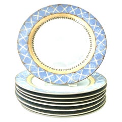 20th Century Porcelain Dinner Plates "Enchanted Garden" Set of 8 by, Heritage