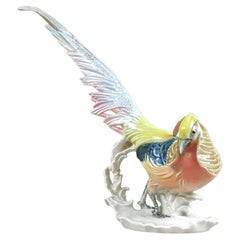 20th Century Porcelain Figurine Golden Pheasant by F. Karl Ens, Germany ca. 1920