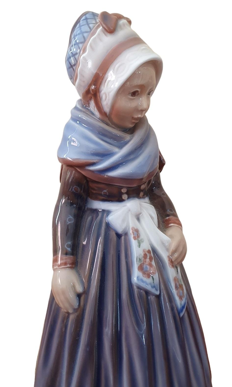 Hand-Painted 20th Century Porcelain Figurine of a Girl from Fanø  For Sale