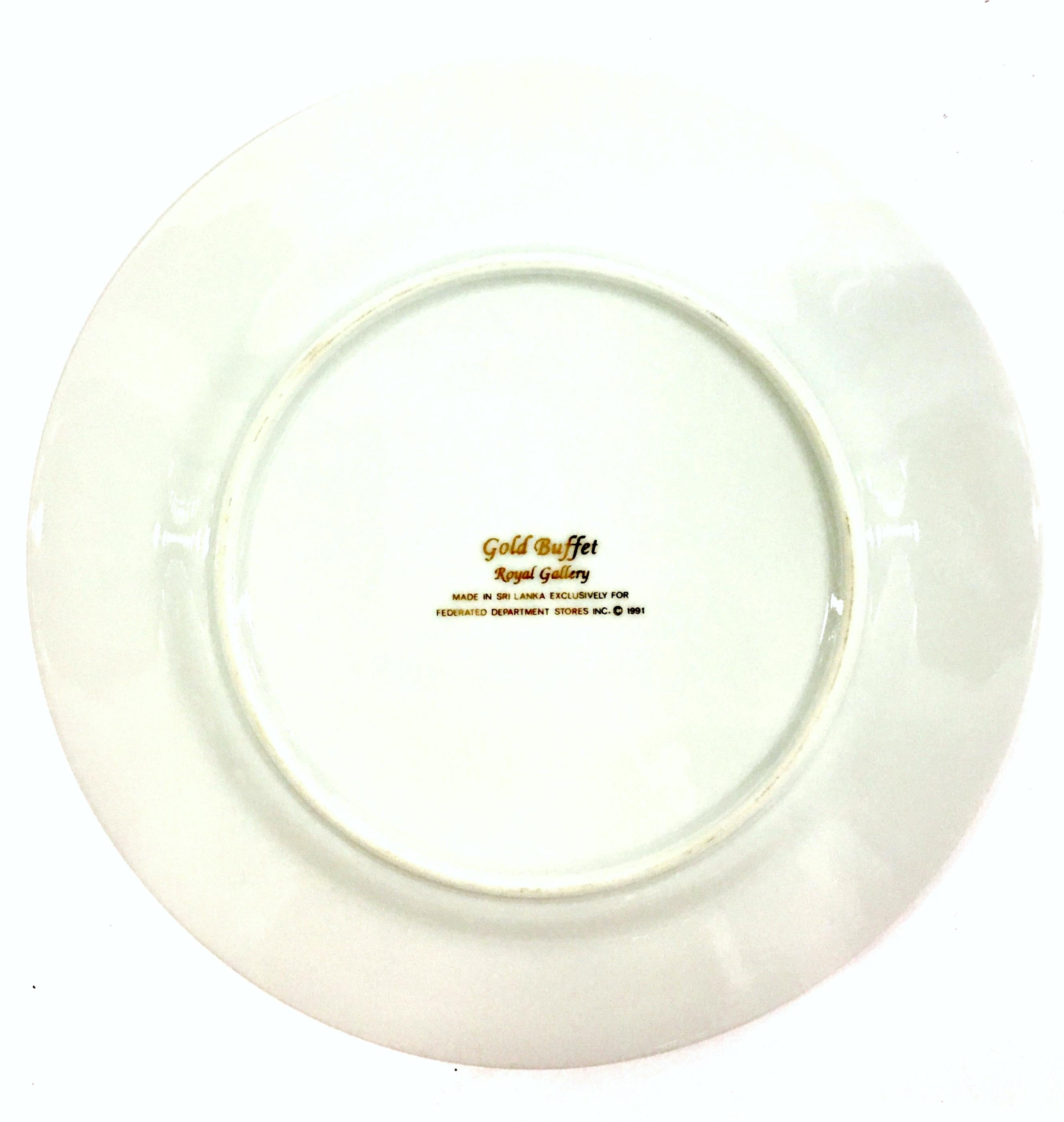 20th Century Porcelain Hand-Painted 22-Karat Gold Salad-Dessert Plates S/6 10