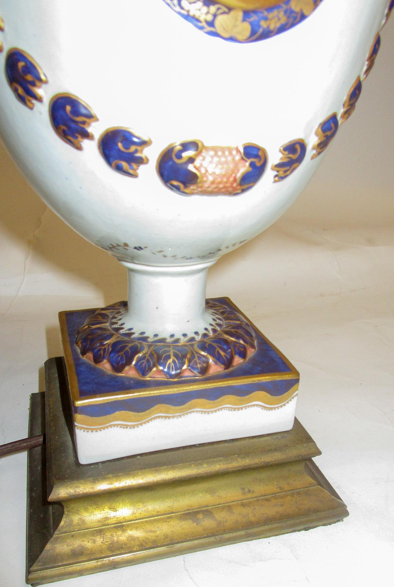 20th Century Porcelain Lamp Pair by Mottahedeh In Good Condition In Savannah, GA
