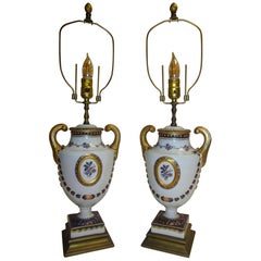 20th Century Porcelain Lamp Pair by Mottahedeh