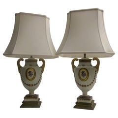 Coppia di lampade in porcellana del XX secolo di Mottahedeh