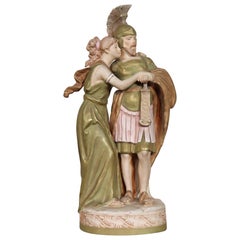 Antique 20th Century Porcelain Sculpture Group Neoclassical Couple in Love by Royal Dux