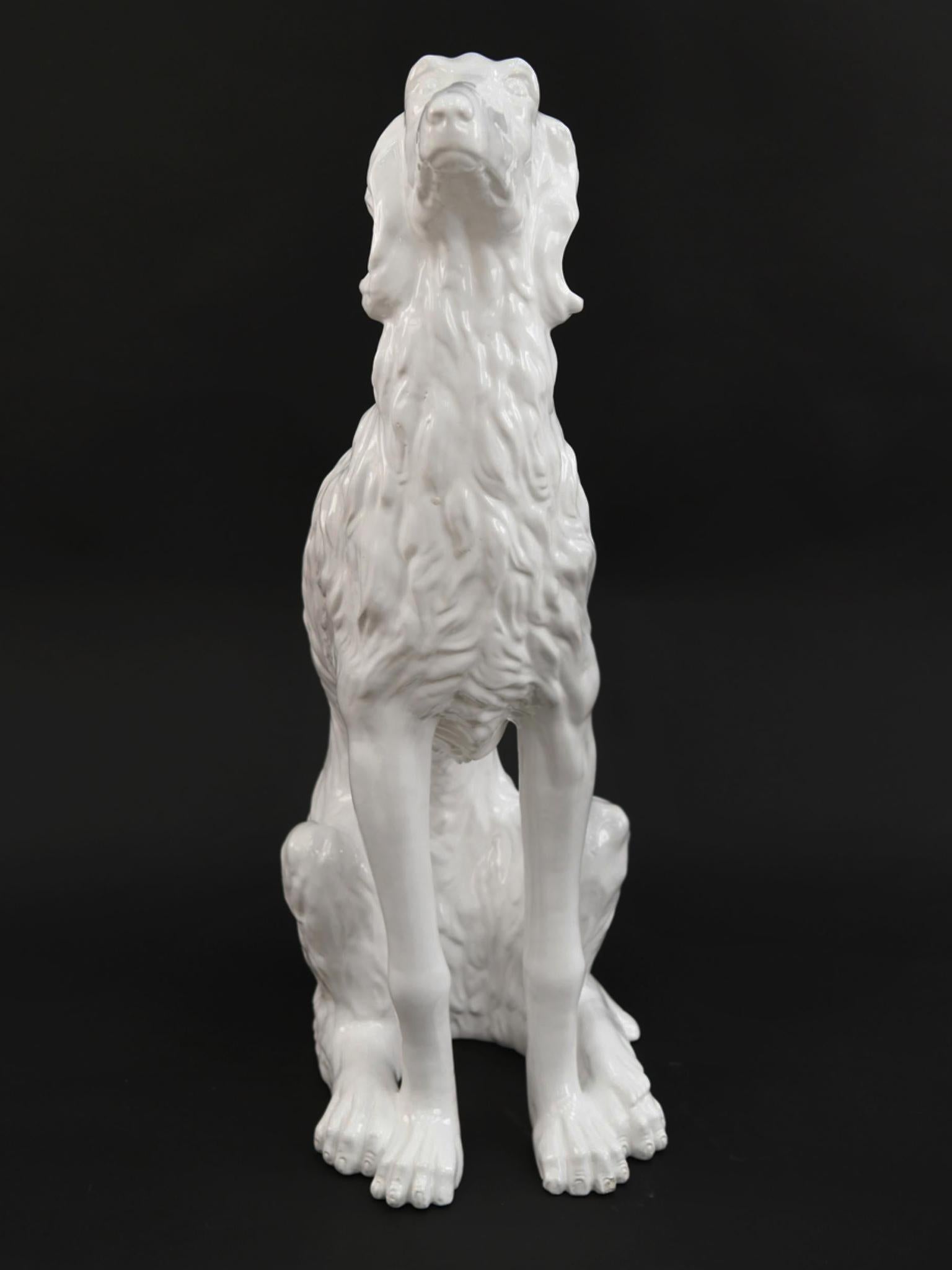 20th Century Porcelain Sculpture of a Russian Wolfhound In Good Condition In New York, NY