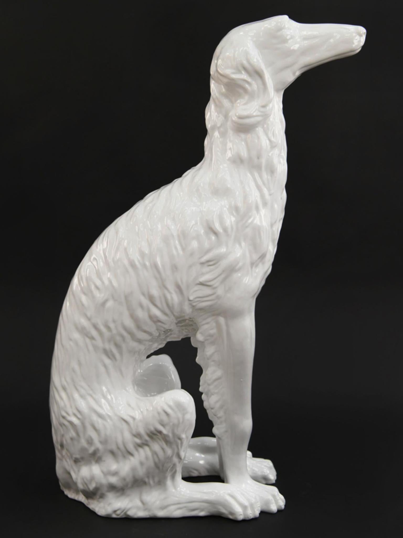 20th Century Porcelain Sculpture of a Russian Wolfhound 2