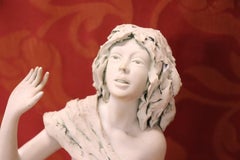 20th Century Porcelain Sculpture Portrait of a Young Woman Signed