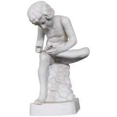 20th Century Porcelain Sculpture Young Boy, Signed