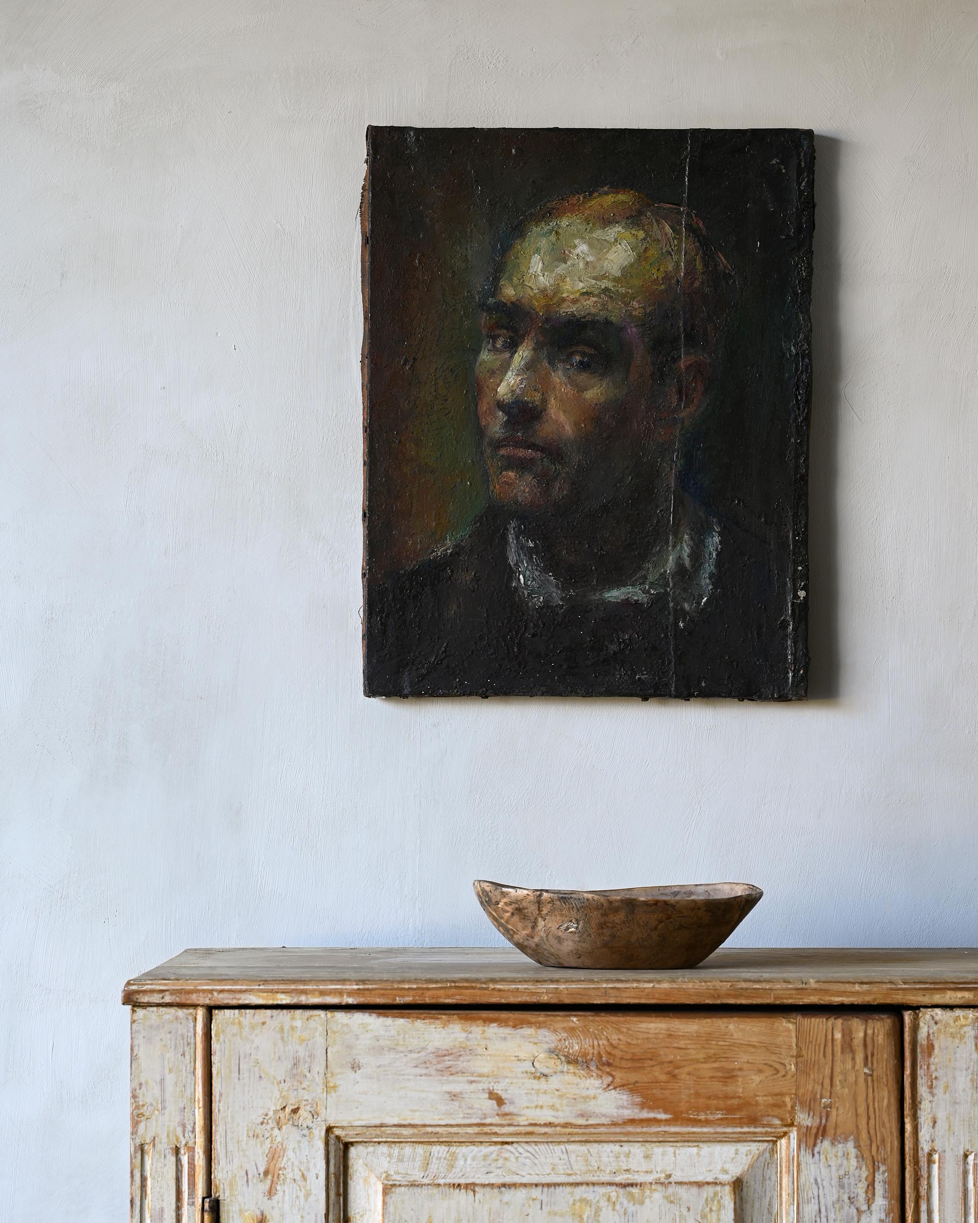 Portrait d'un homme, huile sur toile, non signé, vers 1950 Belgique. 