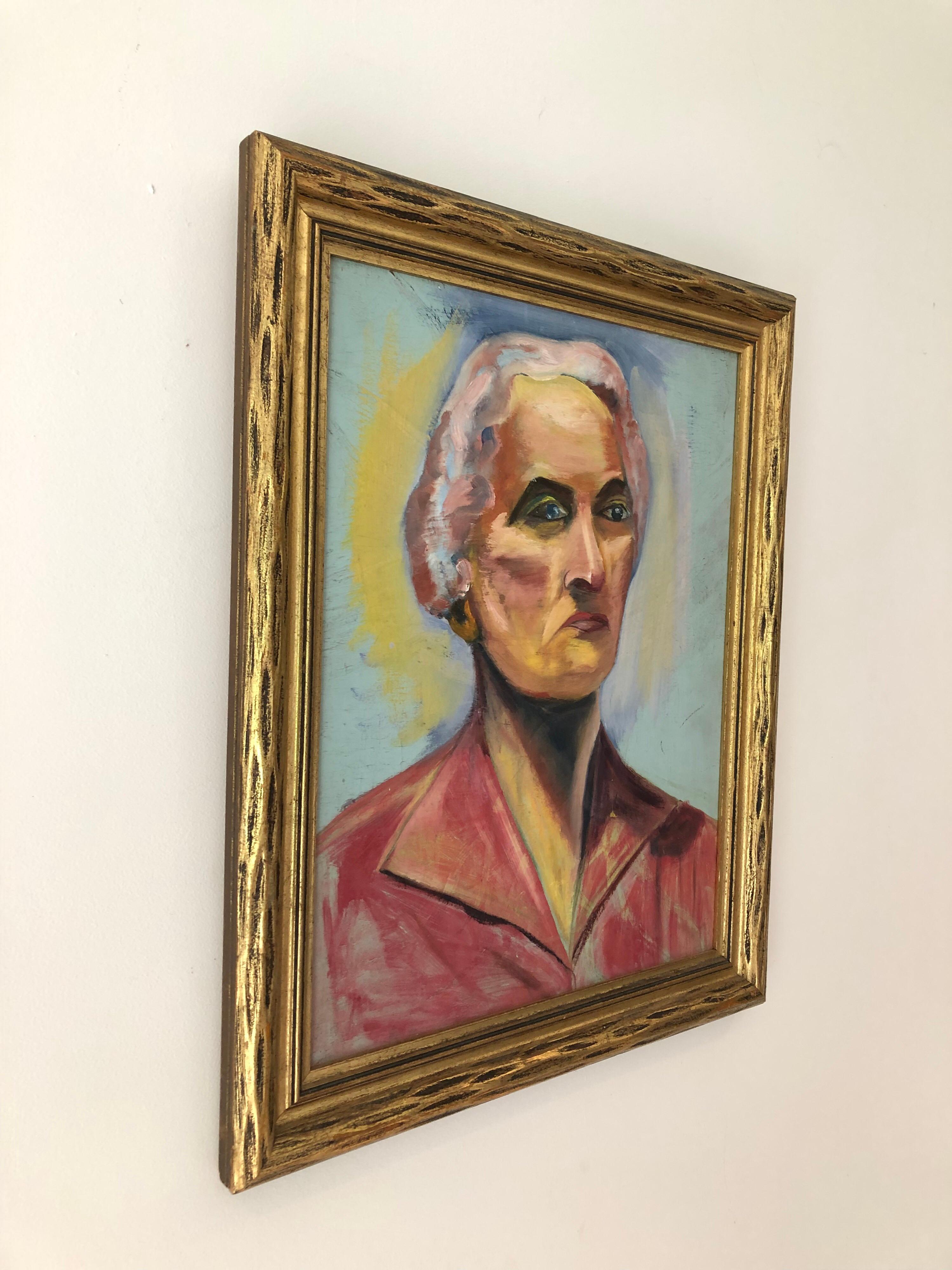 A mid-20th century oil on board painting of a woman. In a similar period giltwood frame. Unsigned.
Measures: Sight 13.5