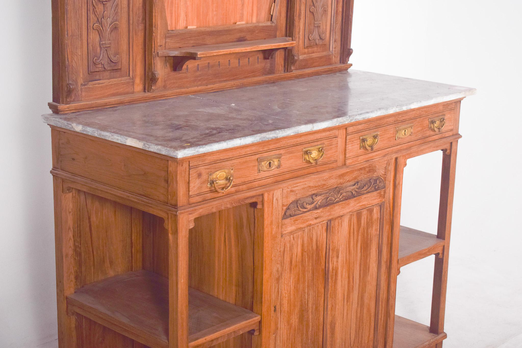 Wood 20th Century Portuguese Art Nouveau Tall Sideboard For Sale