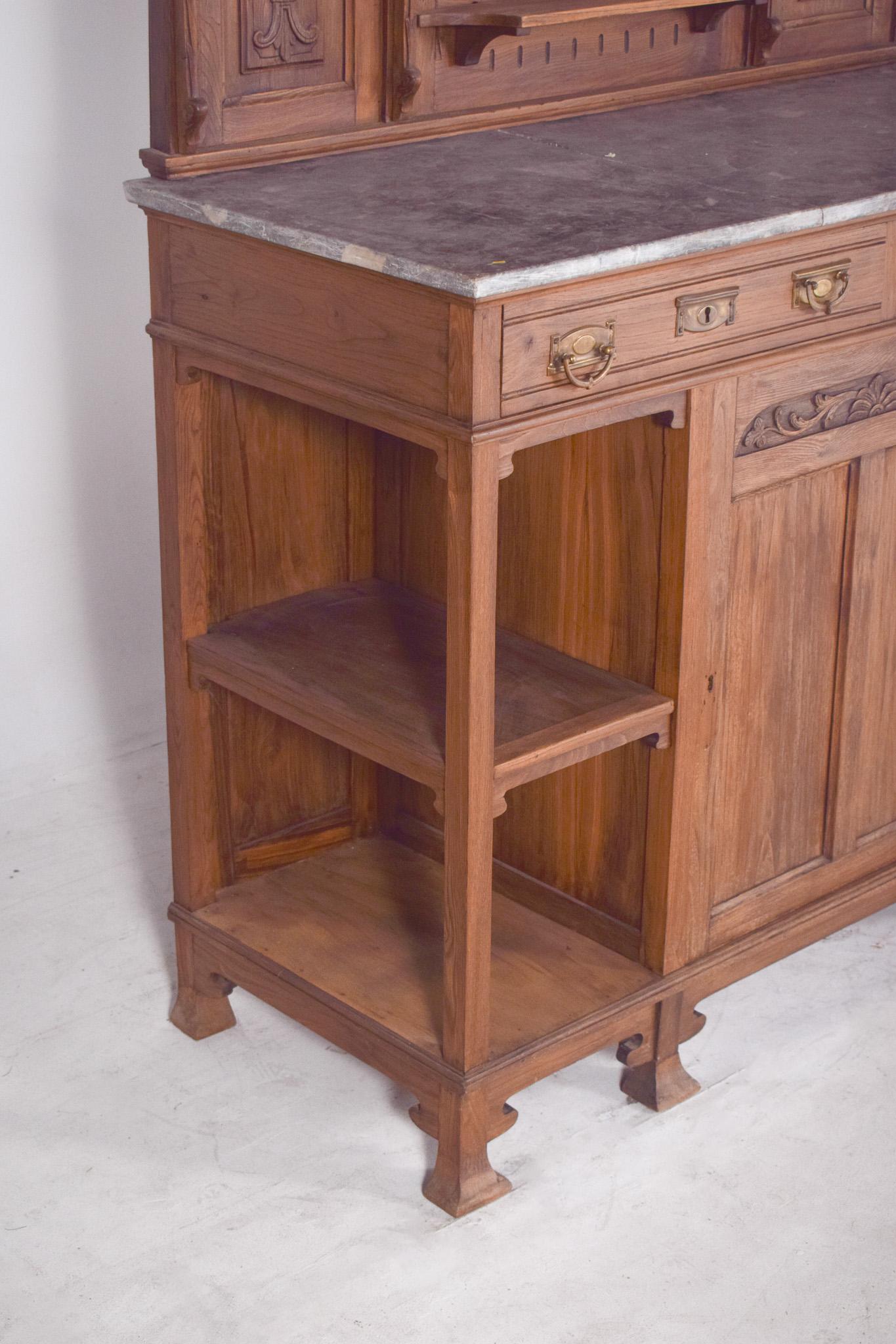 20th Century Portuguese Art Nouveau Tall Sideboard For Sale 2